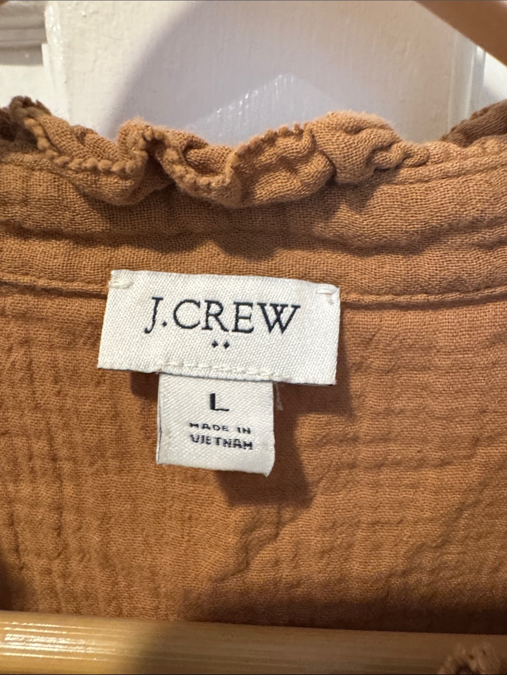 J. Crew Sleeveless Ruffle Henley Camisole in Mustard Brown - Picture 2 of 3